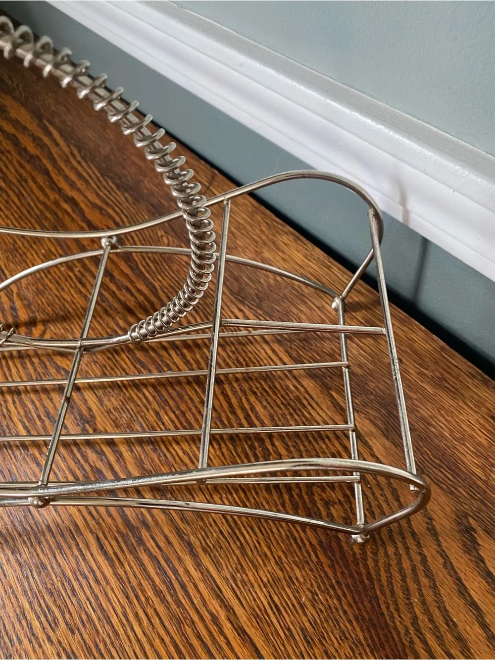 Vintage MCM Mid Century Round Handle Caddy Silver Metal